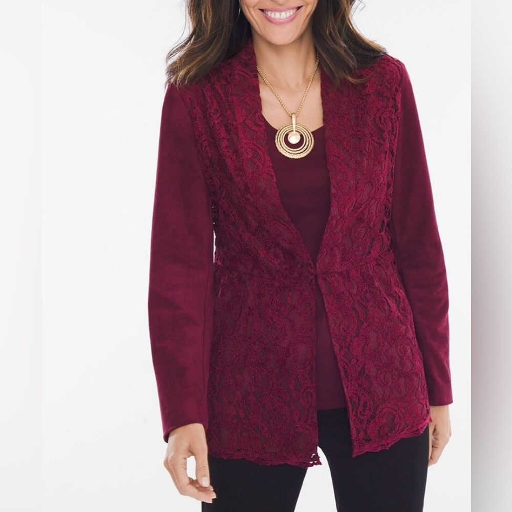 Chico’s Sueded Lace Jacket Chico’s Size 1/Woman’s 8/10‎